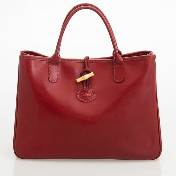 Longchamp Bags Longchamp Roseau Red Leather Tote Bag Poshmark